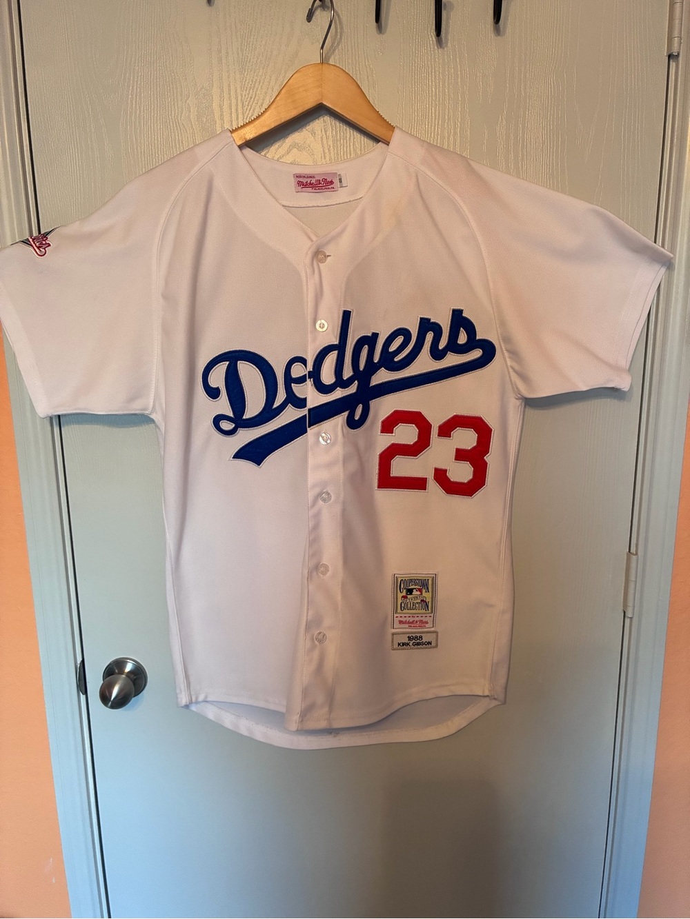 Mitchell & Ness White Dodgers Mens Kirk Gibson Los Angeles jersey Number 23